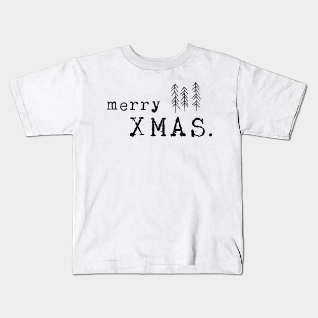 Simple Merry Xmas Kids T-Shirt by JunkyDotCom